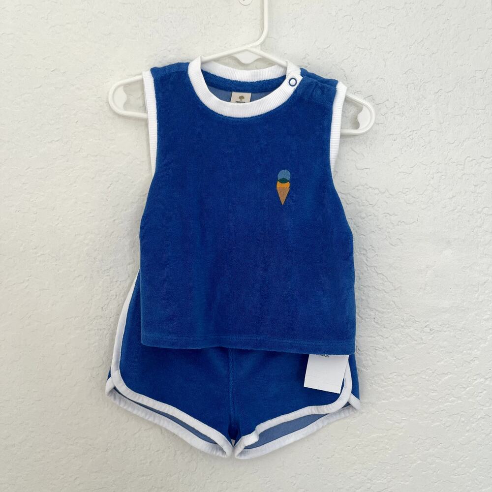 Tucker + Tate Blue Terry Tank Set 12m NWT